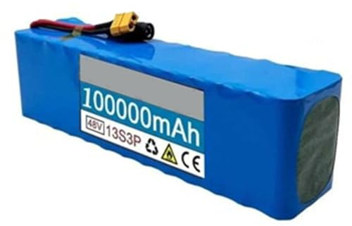 Batería De 48V 100Ah para Bicicleta Eléctrica 13S3P Scooter Batería De Iones De Litio Batería De PVC Impermeable para Eléctrica Scooter De 200W 350W 600W XT90