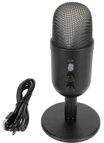 KPOYTWRDN Micrófono de Condensador USB con luz RGB, micrófono para computadora PC, micrófono de transmisión Profesional con cancelación de Ruido y procesamiento de reverberación, micrófono