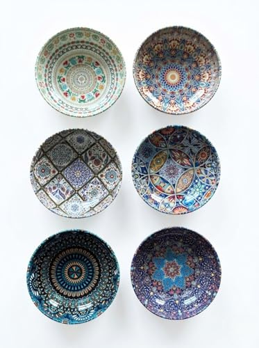 BOHORIA Schälchen 6er Set Marrakech Schüssel – 6 Verschiedene Designs – kleine Dip- & Snackschalen für Dips, Saucen, Tapas, Antipasti & Raclette – stapelbar, dekorativ, vielseitig (Marrakech 6er)
