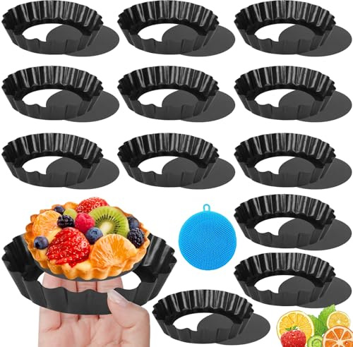 JOYBOY Molde Quiche Desmontable,Molde para Tartas de Frutas,Molde para Quiche para Pastelería,Molde Horno Quiches,Antiadherentes Moldes Quiches,Molde para Tartas con Base Elevadora
