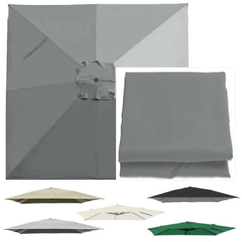OPOLDBDMAC Carré Toile De Rechange pour Parasol Déporté 2.5x2.5m, Housse De Rechange pour Parapluie De Terrasse, 8 Baleines Auvent De Remplacement pour Jardin Plage Cour(Gray,3x3m/9.8x9.8ft)