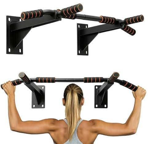 Klimmzugstång Väggmontering, Flergrepps Chin-Up-Bar för hemträning med 200 kg bärkraft, Vägg Pull up-stång säker & stabil träningsstång, Borrmontering