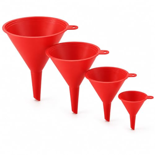 Mulbijeo 4 Pièces Entonnoir Cuisine, Plastique Alimentaire, Sans BPA, Lavables Mini Entonnoirs, Différentes Tailles, Multifonctionnels et Réutilisable, Convient pour la Cuisson, Voiture