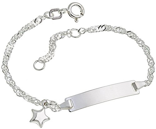 Silberketten-Store Baby- & Kinder ID Armband Singapur mit Stern-Anhänger inkl. Gravur & Geschenksäckchen I aus 925 Silber I nickelfrei für Allergiker geeignet I 10 Schriftarten