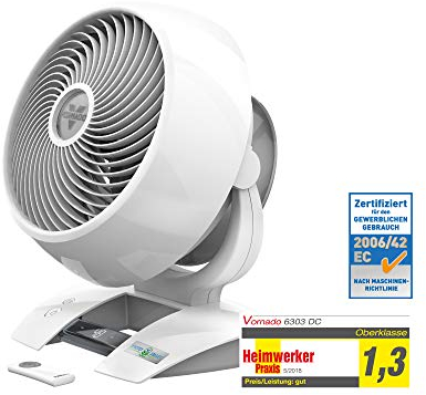 Vornado 6303DC - Energiesparender Ventilator mit 99 Stufen stufenlos regelbar - inkl. Timer und Fernbedienung - bis 80qm 30dB 3-49 W