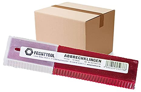 FRONTTOOL Abbrechklingen 18 mm 500 Stück | Ersatzklingen für Cuttermesser | 50 Köcher mit je 10 Klingen | Passend für Standard Teppichmesser | Scharfer Stahl-Nachschub für Handwerker & Lager