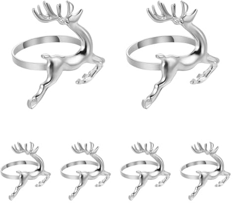 BESTOYARD 6 StÜCke Weihnachten Rentier Servietten Ringes, 5.5cm Hirsch Serviettenhalter Rentier Serviettenschnalle, Weihnachtsdeko FüR Hochzeit, Bankett Und KüChe