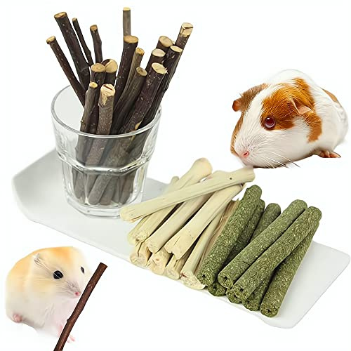 Dbeans Flourithing 150g 3 Types of Combined Chew Toys Molar Sticks Sweet Bamboo Apple Branch Timothy Grass for Pets Chinchilla Squirrel Gerbil Hamster Squirrel Guinea Pigs