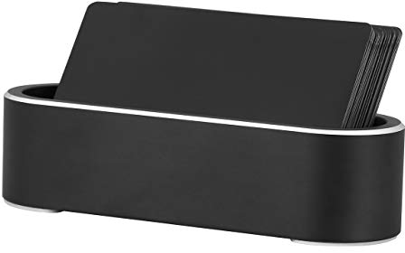 Faletony Metall Visitenkartenhalter, Business Visitenkartenständer Visitenkarten Halter Kartenhalter Card Holder für Büro Schreibtisch Bürobedarf (Schwarz, 1 Stück)