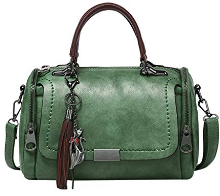 BUKESIYI Damen Tasche Umhängetasche Handtasche Frauen Klein Schultertasche Weekender Lack PU Leder DE77152 Grün