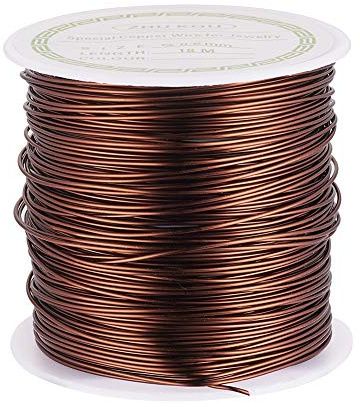 PandaHall Kupferdraht, anlaufgeschützt, 22 Gauge, 0,6 mm, Schmuckdraht, für Bastelarbeiten, Perlenschmuck, Schmuckherstellung, Zubehör, 1,8 m, Sattel-Braun