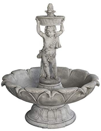 AnaParra Fontaine centrale classique en béton Orense 150 x 140 cm - Fontaine de jardin décorative romaine style jardin anglais. Pompe à eau incluse. Fabriquée en Espagne.