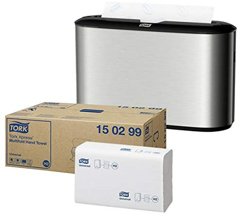 Tork Xpress Spender inkl. Papierhandtücher - Tischspender inkl. Multifold Handtücher Universal - Tischspender-Edelstahl - 20 Bündel à 237 Tücher
