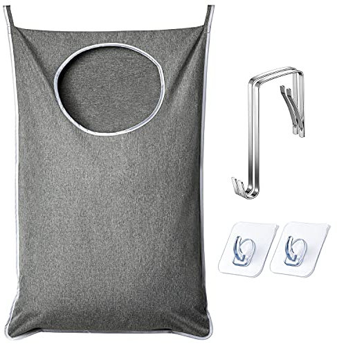 ANSTROUT Cesta de lavandería colgante XL, cesta extra grande resistente al desgarro con 2 tipos de ganchos para ropa sucia, ahorra espacio en el baño, bolsa de lavandería colgante (36.5 x 22 pulgadas,