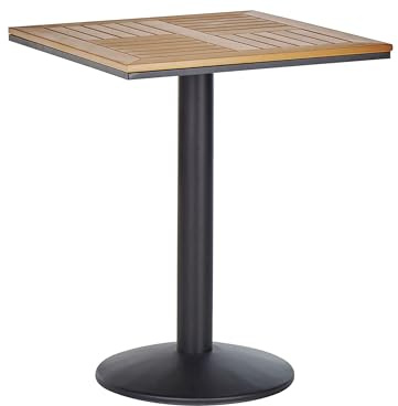 Rustikt Trädgård Bistrobord Utomhus Metallbas 60x60 cm Ljus Trätopp Svart Palmi
