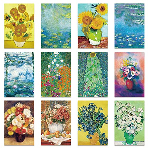 Berkin Arts Alle Gelegenheiten Süße Blume Floral Arte Grußkarten Blanko 12er-Pack mit Umschläge 10 x 15 cm Klappkarten, Geburtstagskarte Dankeskarten Hochwertig für Geburtstag Wünsche Kreative