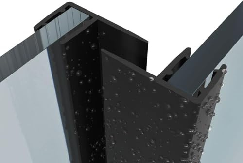 Black Vertical Shower Seals 4-8mm Glass | Suitable for Curved Quadrant and Slider Doors | 8mm 12mm 16mm or 25mm deep Fins | Fits 4-8mm Glass Thickness (4-6mm Glass (8mm fin))
