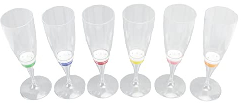 Pwshymi 6 Couleurs Verre à Boire de Fête, Verre à Champagne Lumineux 150ML Verre à Cocktail LED pour Fête, Mariage, Bar