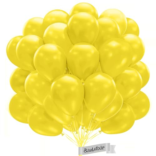 Lot de 50 ballons jaunes biologiques, fabriqués en UE, certifiés durables, 100 % latex, Ø 34 cm, adaptés à l'hélium