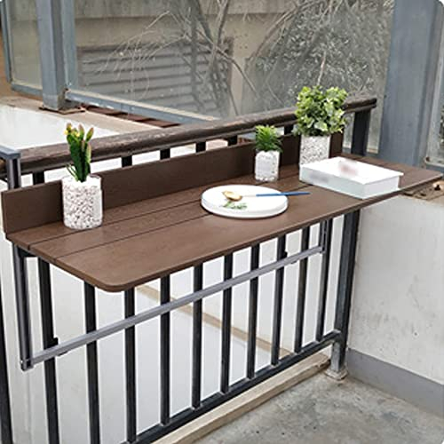 CAZARU Brownfolding Wandklapptisch,Balkon-Hängetisch,5-stufige Höhenverstellung,Rahmen aus Edelstahl + Aluminiumlegierung,für Geländer/Außen/Balkon (80x37cm/31x14.6in) Interessantes Leben