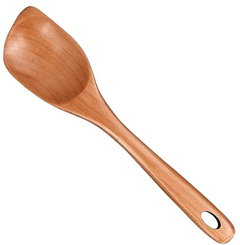Cuchara de cocina grande de madera para mezclar cuchara de servir las mejores cucharas de madera de roble para cocinar espátula antiadherente utensilio de cocina de 12.5 pulgadas de mango largo