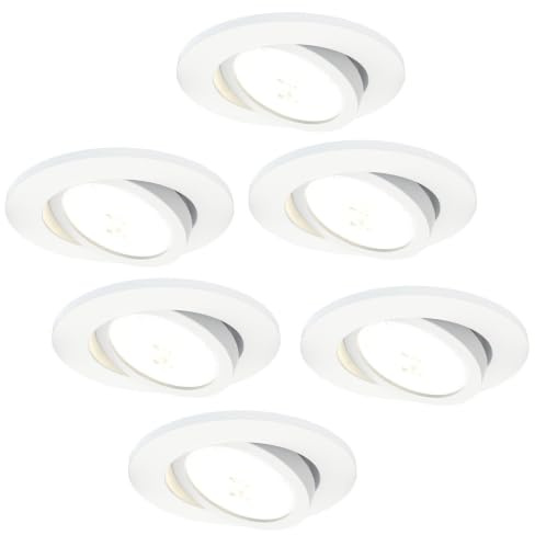 Ledvion 6er Set LED Einbaustrahler Weiss 7W CCT wasserdicht IP65 | Einbaumass Ø90mm; Wasserfest fuer Bad Dusche und feuchte Innenbereiche