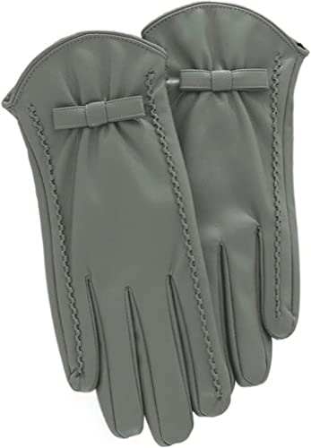 Samnuerly Damen-Vollfinger-Lederhandschuhe, Winter, Outdoor, Radfahren, dick, warm, Touchscreen, Fahrhandschuhe (Farbe: Schwarz, Größe: Einheitsgröße) (Farbe: Grün, Größe: Einheitsgröße)