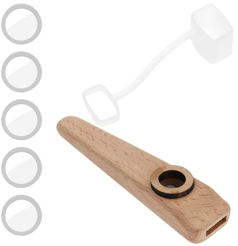 LT Easiyl 1 Satz Holz Kazoo Orff-Instrumente Musikalischer Partner Kazoo für Gitarre Ukulele Violine Klavierbegleitung mit Membran, 103 x 25 x 15 mm