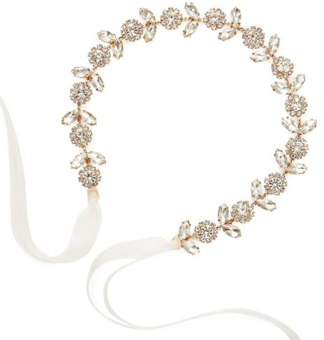 KBRPEY Braut Stirnband Kristall Haarschmuck Wassertropfen Stirnband Diadem für Damen Haarschmuck Kommunion Mädchen Hochzeit Kopfschmuck Blumen mit Perlen, für Bräute, Brautjungfern, Blumenmädche