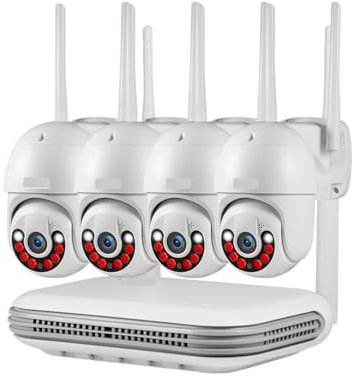 Système de caméra de sécurité extérieur, 2K 4MP 6MP Full HD 8CH sans Fil NVR sécurité WiFi système de caméra IP Kit Surveillance extérieure CCTV enregistreur vidéo Résolution HD Installation Facile (