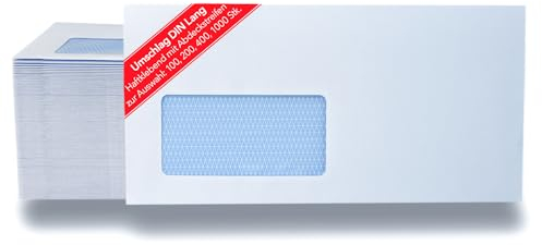 Vivopack Briefumschläge mit Fenster selbstklebend, 100 Stück 110x220mm Briefumschlag mit Fenster, Envelopes Kuvert mit Fenster Briefe DIN Lang Umschläge mit Fenster Brief Umschlag A4