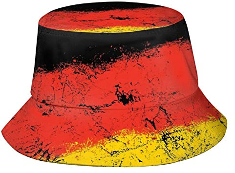Zltegako Fischerhut mit deutscher Flagge, modisch, Strand, Sonne, breite Krempe, Outdoor, Fischerhüte für Damen, Herren, Teenager, Deutschland-4a, One size