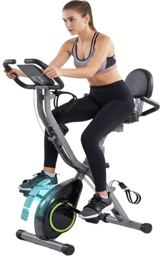 Foldable Exercise Bike Stationary Bikes for Home, 5 IN 1 Indoor Workout Bike, with 16-Level Quiet Magnetic Resistance, 6.6 LBS Flywheel and 300LBS Capacity, 2025 Designed 817 X-bike
