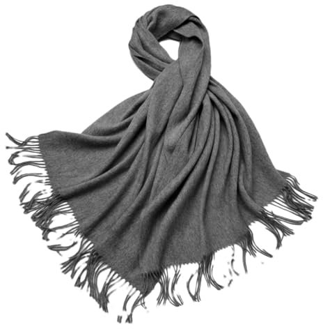 Nlievara Wollschal für Damen, Wollschal, Wickeltuch, langer Umhang, Damen-Woll-Pashmina-Schal, grau, 200-70cm