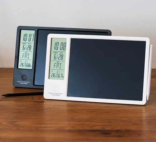 Rechargeable LCD Memo Pad Desk Calendar | Desk Companion: LCD writing pad, clock, calendar, temp, humidity. Rechargeable, paperless with stylus.