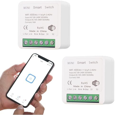 Smart Relay, Smart Switches, Tuya Wi-Fi Light Switch, 16A Wi-Fi switches for lights, Smart Switches Controlled by Smart Life/Tuya App, Compatible with Alexa and Google Home(2 Pack)