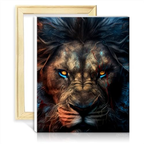 LiHEQING Ölgemälde auf Leinwand, Löwe, für Erwachsene, DIY-Ölgemälde mit 3 Pinseln und Acrylfarben, Bilder für die Wanddekoration zu Hause, ohne Rahmen (60 x 75 cm)