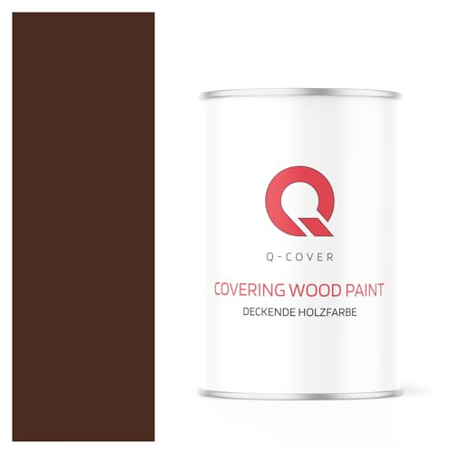 Q-COVER DECKENDE HOLZFARBE 1L HALBMATT Mahagonibraun RAL 8016 RAL DECKFARBE HOLZLACK DECKLACK WETTERSCHUTZFARBE ALLE HOLZARTE OSB-PLATTEN INNEN AUßEN ca. 80-150 ml / m2