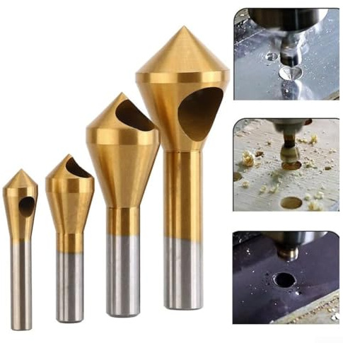 Brocas de chaflán 4 piezas avellanadas Juego de herramientas para precisión para trabajos de metal y madera