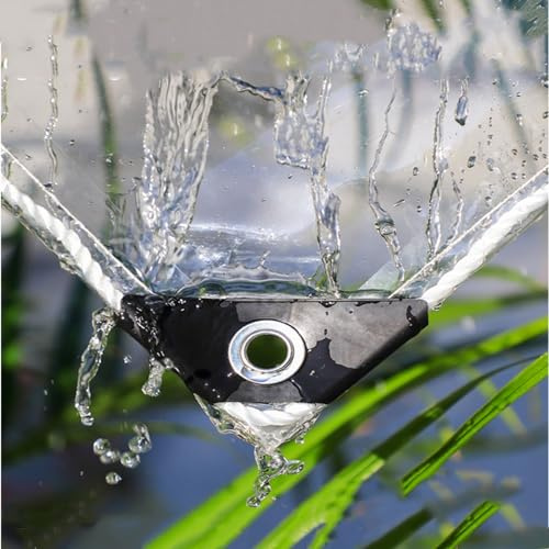 XINGWANGG Telone Impermeabile Trasparente per Esterno,Antipioggia Telo in PVC con Occhiellato Rinforzati,Tenda da Balcone in Plastica per Esterni,Terrazze,Personalizzabile (100cm x 300cm)