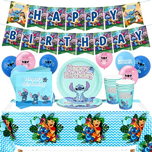 Blau Partygeschirr Set,Party Supplies Geburtstag mit Teller Becher Servietten,Party Geschirr für 16 Gäste