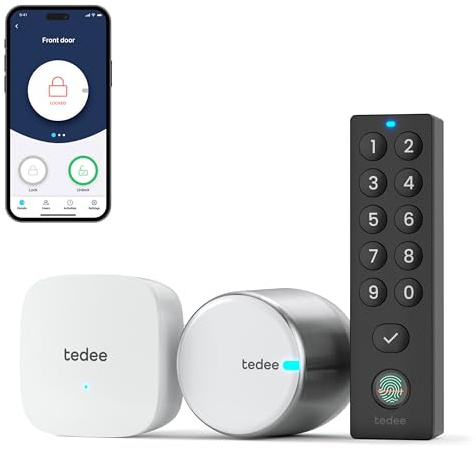 tedee GO2 Allu Serratura Smart con WiFi e tastierino biometrico per l'accesso remoto, Alexa Google Smart Home, Serratura intelligente con app e Bluetooth