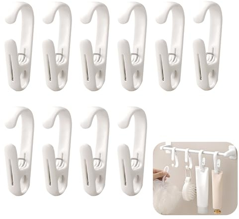 10Pcs Laundry Clips with Hooks, Clothes Pegs For Washing Line | Strong Plastic Clothes Pegs for Washing Line & Towel Clips for Hanging, Multipurpose Pegs for Home or Shop Use.