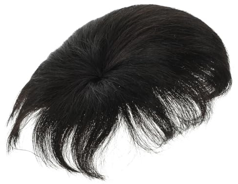 Mikikit Peluca Masculina Postizo de Cabello Humano 13x14 Cm Natural Transpirable para Hombres Uso Diario y Eventos Formales