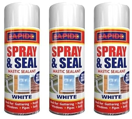 Neel Saanjh White Mastic Sealant S-p-r-a-y, Instant Waterproof Leak Fix for Roofs, Gutters, Pipes, Windows & Soil, Flexible Sealant for Cracks & Leaks, Easy & Seal Application. (3 Pcs, 300ml)