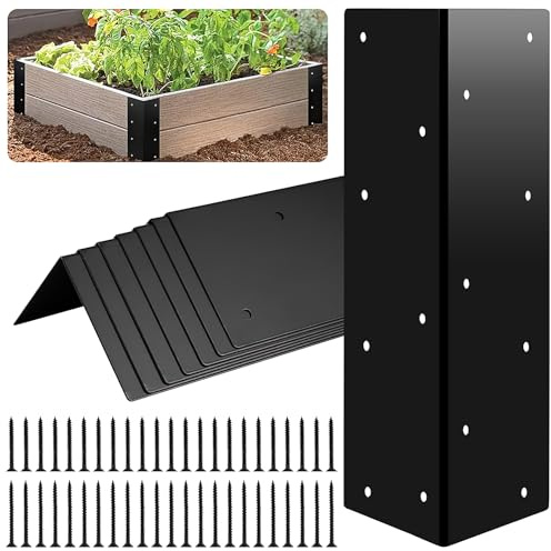 8 Pack Raised Garden Bed Corner Brackets Bulk with Screws | 28 x 7.6 cm Large Metal Angle Brackets with 112 Screws for Two Raised Garden Beds, Wooden Planters and Timber Frames