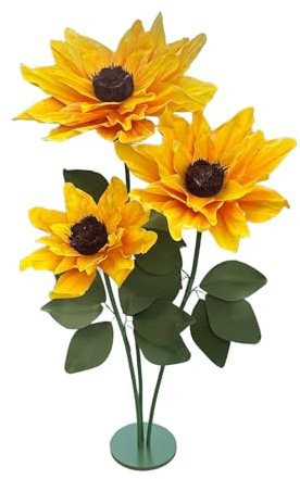 Flores Artificiales Gigantes Girasol Artificial Grande de EVA Naranja | Resistente Al Agua, Tallo Flexible y Base de Tres Puntas, para Cumpleaños, Día de San Valentín, Día de La Madre, Boda