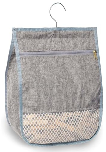 Laicaii Peg Bags for Washing Line, Large Peg Bag with Zipper, Hanger Hook for Hanging, Durable peg Basket, Multi-Use Clothes Pegs Bag for Laundry & Outdoor Clothesline, Grey, 360° Rotation, 11.8x9 in