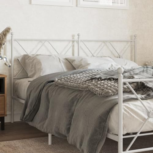 MOBCANT Kopfteil Metall Weiß 160 cm, Bettrückwand Betthaupt Wandkissen Polsterkopfteil Geeignet für Bettgestell Boxspringbett Bettrahmen Bed
