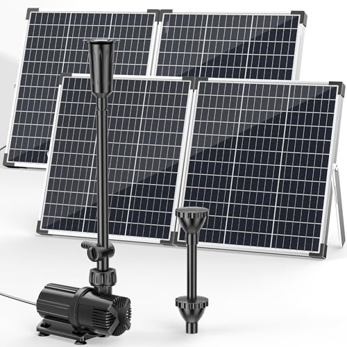 POPOSOAP 120W Solar Teichpumpe 6000 l/h für Gartenteiche, Wassergarten | Solar Springbrunnen mit einstellbarem Durchfluss, DC-Wasserpumpe, Doppelte Solarpaneele, 3 Sprühdüsen